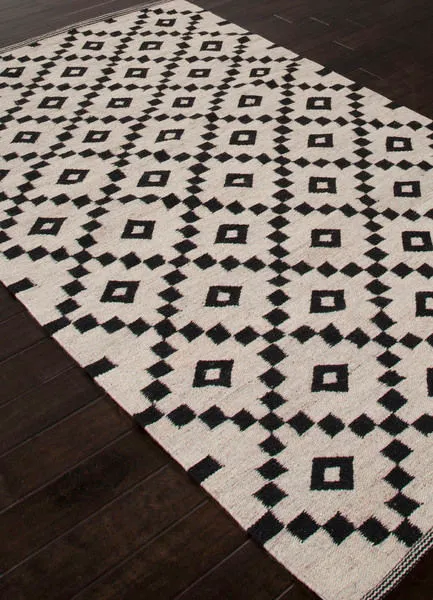 Product Image 7 for Flat Weave Durable Wool Ivory/Black Area Rug from Jaipur