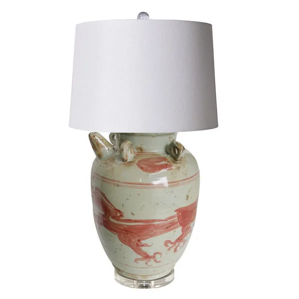 Product Image 1 for Coral Red Dragon Four Ears Porcelain Pot Table Lamp from Legend of Asia