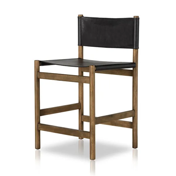 Product Image 1 for Kena Leather Black Bar Stool from Four Hands