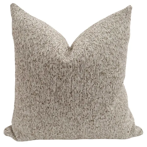 Square Puccino pillow cover in creamy beige and light mocha with soft textured weave