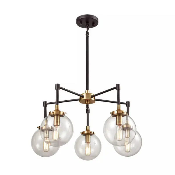 Product Image 12 for Boudreaux 5 Light Chandelier In Matte Black And Antique Gold With Sphere Shaped Glass from Elk Lighting