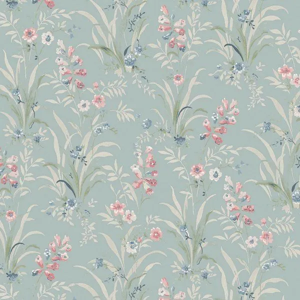 Product Image 1 for Laura Ashley Mosedale Posy Dark Duck Egg Blue Wallpaper from Graham & Brown