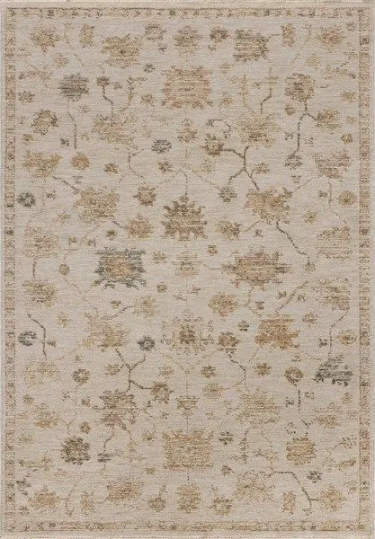 Willa Bone / Multi traditional power-loomed area rug with vintage Turkish motifs in neutral sand and pale sky tones