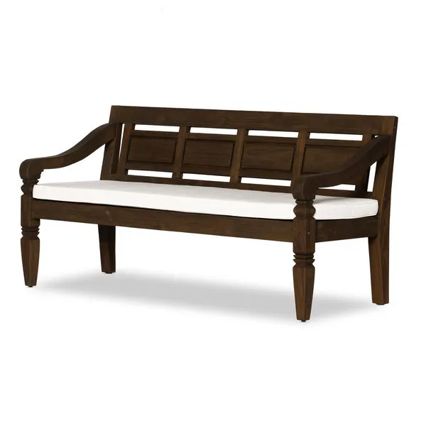 Product Image 1 for Foles Brown Wooden Outdoor Bench (Cushion Included) from Four Hands