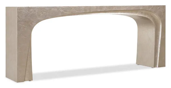 Westwood Console Table with Venetian Dawn silver-leaf finish and sculptured arch-like minimalist design