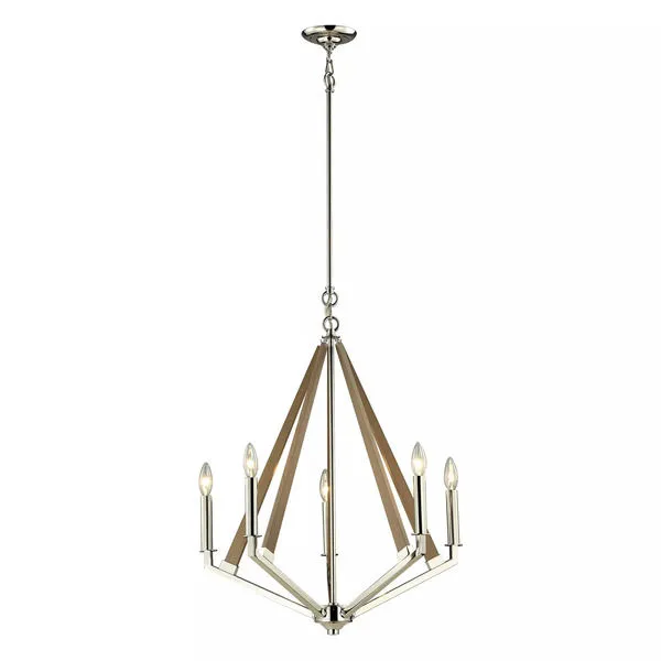 Product Image 1 for Madera Collection 5 Light Chandelier In Polished Nickel from Elk Lighting