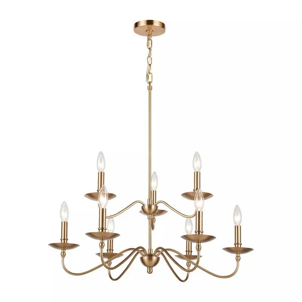 Product Image 2 for Wellsley 9 Light Chandelier In Burnished Brass from Elk Lighting