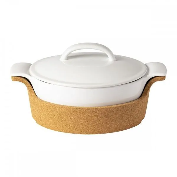 Product Image 1 for Ensemble Large Ceramic Stoneware Oval Casserole with Cork Tray from Casafina