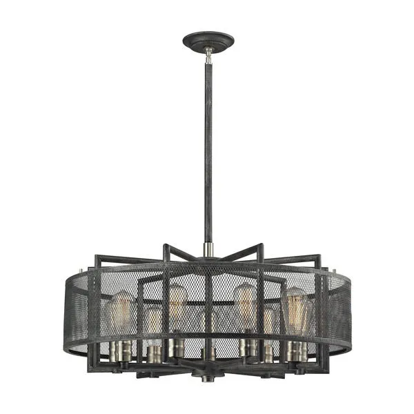 Product Image 1 for Slatington 9 Light Chandelier In Silvered Graphite/Brushed Nickel from Elk Lighting