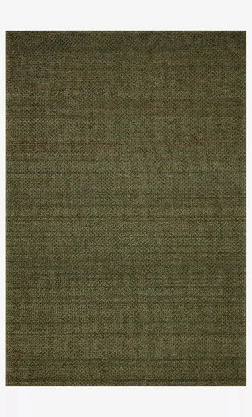 Lily Green Rug with a subtle, textured hand-woven pattern in earthy green tones, rectangular shape.