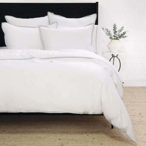 Twin-sized Langston Bamboo Sateen Duvet Set in soft seaglass green with smooth bamboo sateen texture