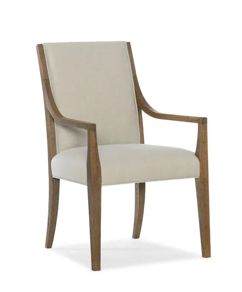Chapman Upholstered Chair with Samantha Taupe fabric and White Oak wood frame with Sorrel finish, featuring welt trim and ...