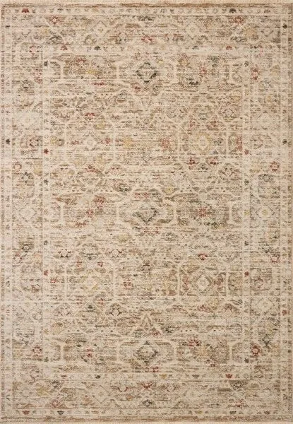 Traditional area rug with classic floral design in soft natural and multicolor tones