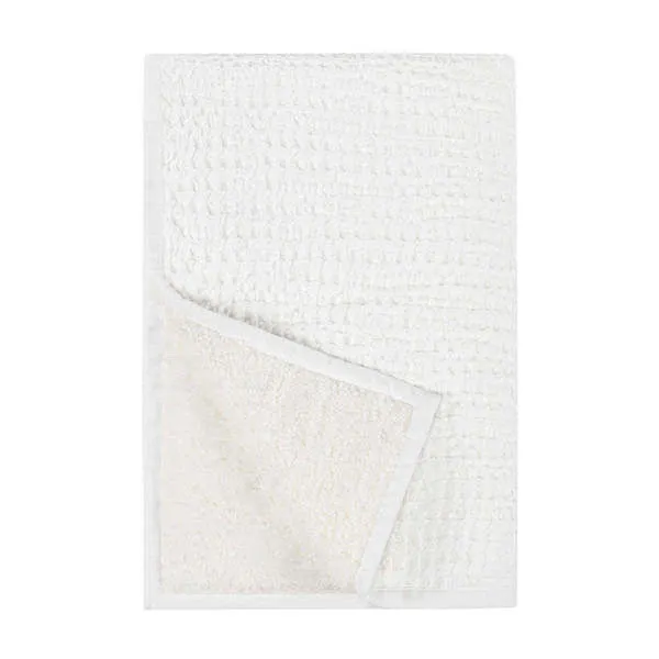 White Belgian linen blend throw blanket with waffle-like textured weave and a soft pre-washed cotton-linen reverse