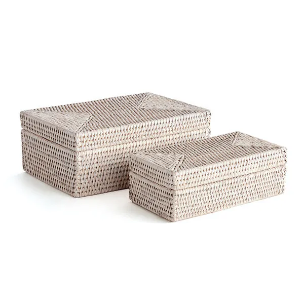 Product Image 1 for Burma Rattan Rectangular Lidded Boxes, Set Of 2 from Napa Home And Garden