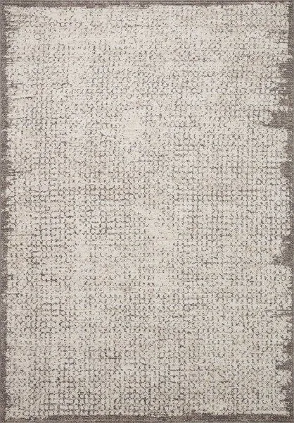 Darby Ivory Stone modern area rug with neutral tones and ribbed textured pattern resembling hand-knotted style