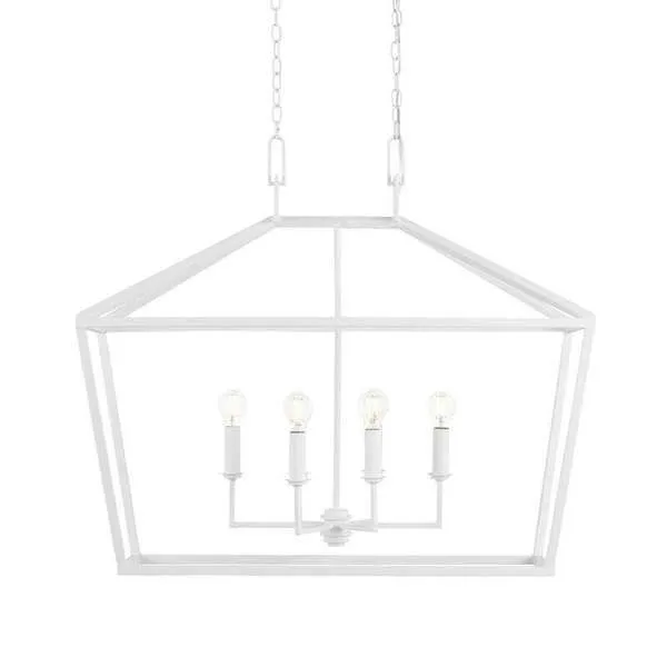 Product Image 2 for Denison Rectangular White Wrought Iron Chandelier from Currey & Company
