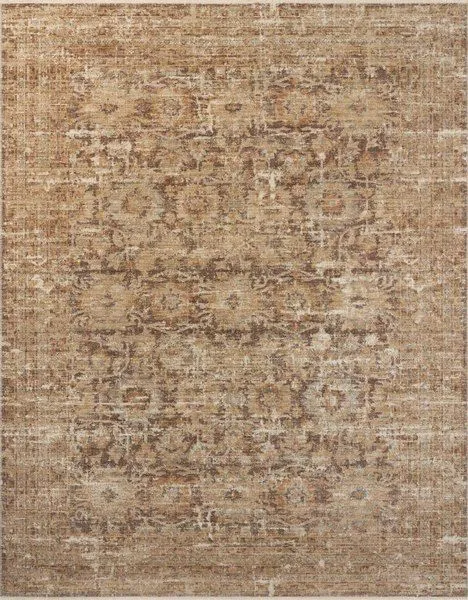 Heritage Bark Multi rug with faded vintage floral motifs in warm earthy tones and variable-pile texture
