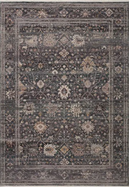 Traditional multi-color Lyra Ink rug with floral and vine motifs on a dark base