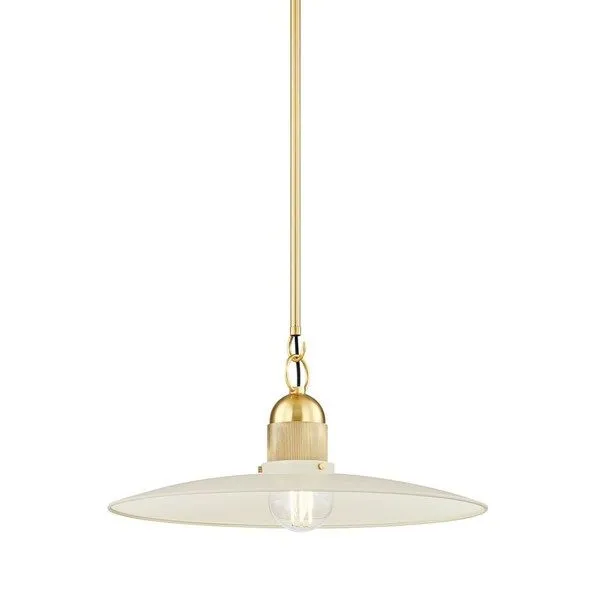Product Image 1 for Leanna 1-Light Modern Round Cream Aged Brass Pendant from Mitzi