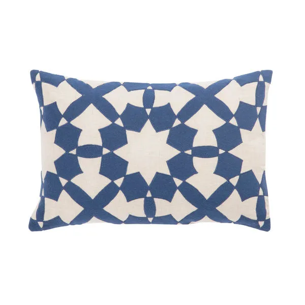 Product Image 2 for Casino Blue/ Ivory Geometric Throw Pillow 16X24 inch by Nikki Chu from Jaipur