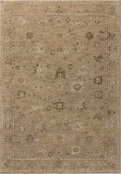 Willa Taupe / Natural power-loomed area rug with traditional Turkish motifs in sand and pale sky tones