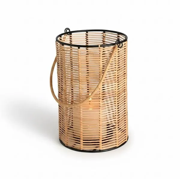 Product Image 1 for Natural Iron & Bamboo Round Lantern Dia 7.25" from BIDKHome