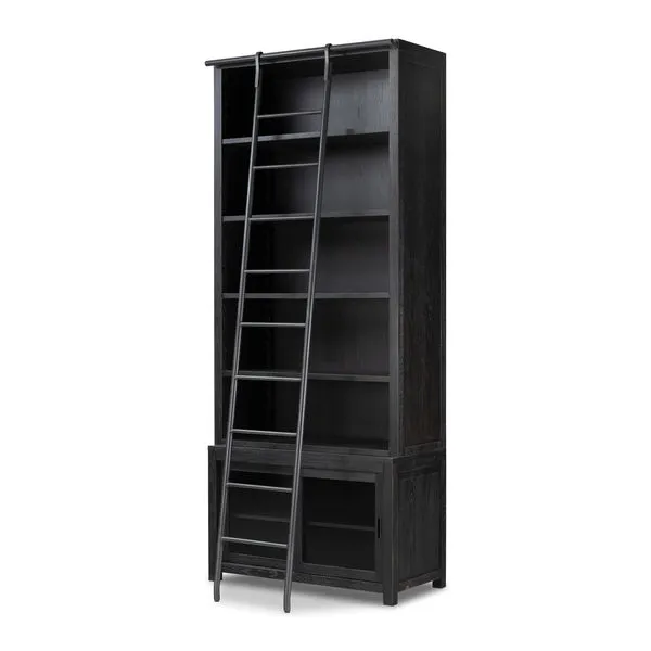 Product Image 1 for Admont Worn Black Veneer Traditional Bookcase with Ladder from Four Hands