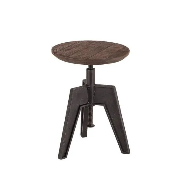 Product Image 3 for Dakota Adjustable Mango Wood Stool With Cast Iron Base from World Interiors