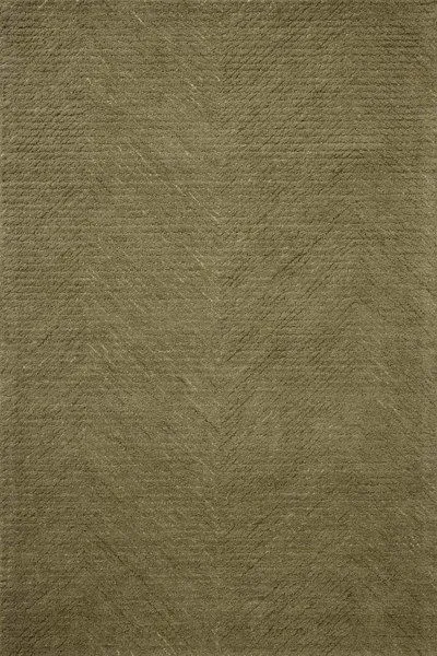 Hand-tufted Kai Olive Rug with ribbed texture in rich olive green earth tones