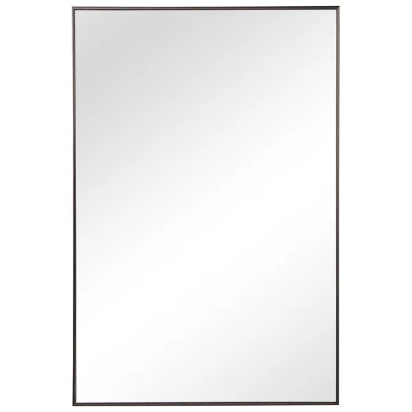Rectangular Owen Mirror with thin dark brown textured frame, sleek and modern design