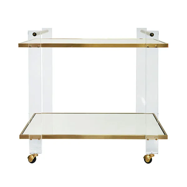 Product Image 2 for Pierce Glass and Antique Brass Bar Cart from Worlds Away