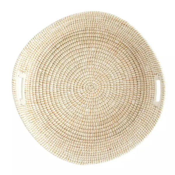 Product Image 4 for White Handwoven Grass Basket With Handles from Creative Co-Op