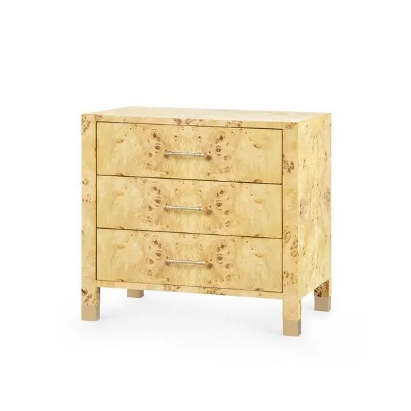 Product Image 1 for Cole 3-drawer Burl Wood Side Table from Villa & House