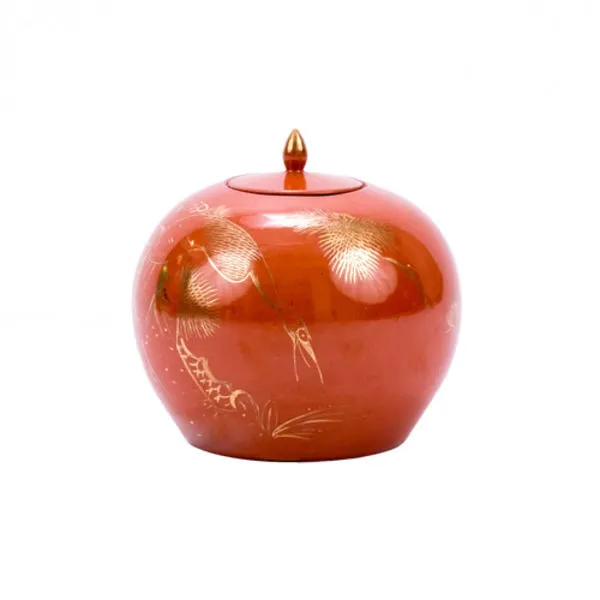 Product Image 2 for Orange Melon Jar With Gilt Pine & Crane from Legend of Asia