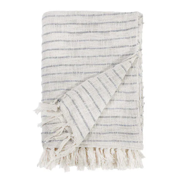 Product Image 1 for Jojo Oversized Striped Throw Blanket - Ivory /  Blue Grey from Pom Pom at Home