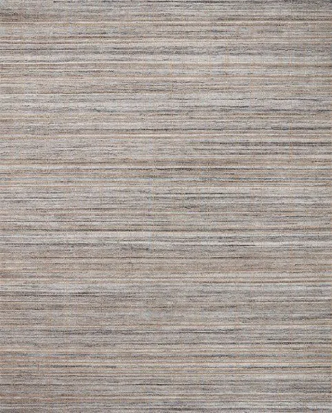 Jamie Natural Slate Rug with horizontal striped abrash pattern in soft gray and warm beige tones