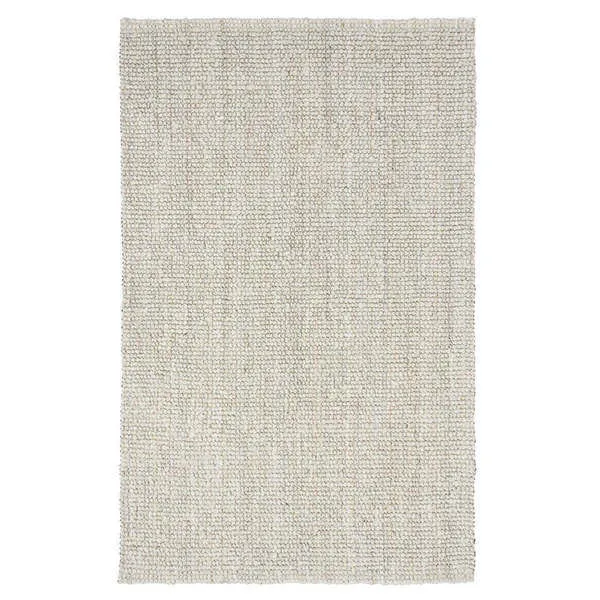 Neutral-toned Annello Handspun Jute Area Rug with chunky boucle weave texture, rectangular shape