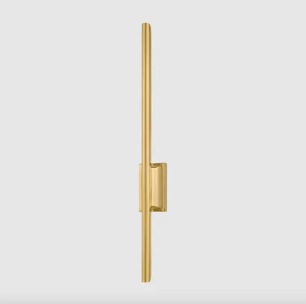 Bernard Wall Sconce front view on grey background emphasizing tube and backplate